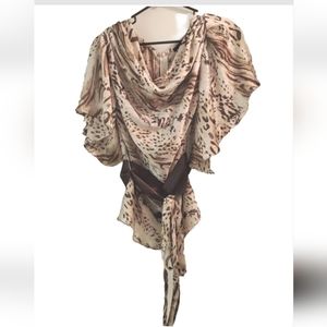 Grass Collection Animal Print Silk Blouse